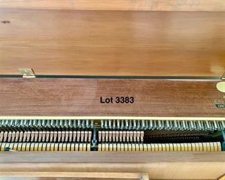 Lot 3383  $425.00. Wurlitzer Concert Console Piano Made in "USA" Serial # 1094346 with Matching Bench Circa 1969-1970.  Piano: 56" L x 24" D x 41.5" H Bench: 32" L x 14" W x 19" H	