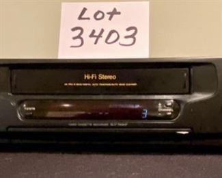 Lot 3403  $49.00  Sony SLV-740HF Video Cassette Recorder with Remote. High Fidelity Sound.	17" W x 12" D x 4" H	Front View
