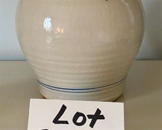 Lot 3447. $25.00   Pottery table/desk lamp with blue accents.