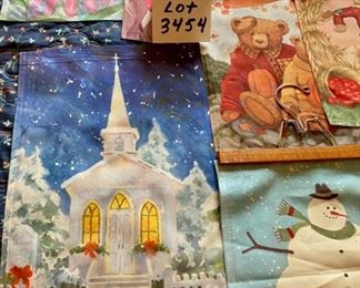 Lot 3454.  $28.00. Lot of 7 Seasonal Garden flags:   Spring, Summer, Fall, and Winter designs.