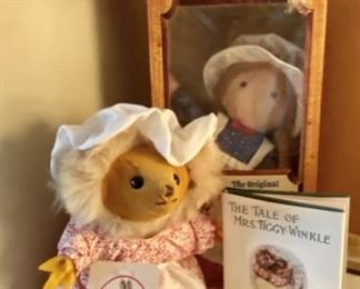 Lot 3457.  $65.00. Holly Hobbie Bi-Centennial soft cloth doll new in box; 75th Anniversary Beatrix Potter doll 'Mrs. Tiggy Winkle and 'The Tale of Mrs. Tiggy-Winkle" plus a mini soft Annie doll from the musical, "Annie".  She sings "Tomorrow".  (Just kidding, lol).  Screen reader support enabled.
