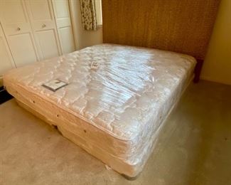 Lot 3465.  $350.00.  King Stearns and Foster Mattress box spring + frame (GREAT SHAPE). 77"Lx74"W
