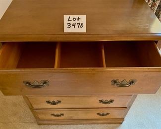 Lot 3470. $245.00. Heywood-Wakefield 4 dresser. Solid dresser great for a nursery, kids room, or guest room.  Does have a small stain on top.  Built to last.  32"x20"x40"t