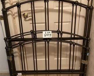 Lot 3473. $95.00. Two wrought iron or heavy metal twin headboards and footboards, 1 twin bed frame, and 1 twin box spring. 