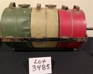 Lot 3485. $195.  Antique Monarch Co Triple Reserve Oil/Water/Gas Tank.  From the early 1900's - this tank used to sit on the running board of early automobiles.  An interesting bit of history!  