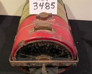 Lot 3485. $195.  Antique Monarch Co Triple Reserve Oil/Water/Gas Tank.  From the early 1900's - this tank used to sit on the running board of vintage autos.  An interesting bit of history!  