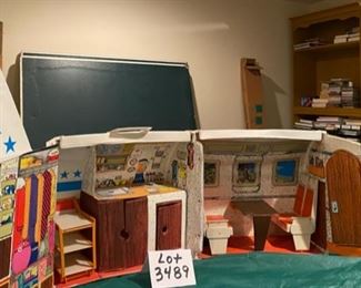 Lot 3489. $35.00. Blast from your past! Vintage Barbie's Friendship Airplane (missing a snap that holds the tail up) and Barbie and Steffie "Sleep'n Keep Case "(Normal Played with condition. )