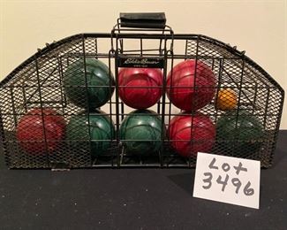 Lot 3496 $80.00.  Eddie Bauer Bocce Ball Set in Metal Carrying Case.  