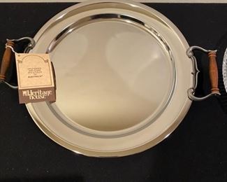 Lot 3507. $10.00.  Heritage House 13.25" Servette by Kromex Servingware with Federal Windsor Glass Plate - 1950's