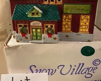 Lot #3517. $90.00. Department 56 Jefferson School (5082-2), Snow Village Factory, Country Rd Lampposts, Double St. Lamps, Turn of the Century St. Lamps