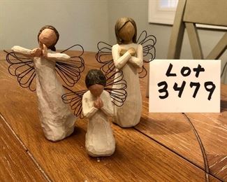Lot 3479. $24.00. Willow Tree Angel of Happiness, Willow Tree Sign for Love, Willow Tree Angel of Prayer.  Sweet Holiday Gift Idea  