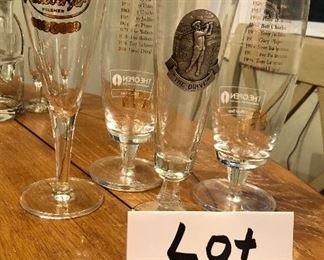 Lot 3481.  $16.00. The Drive pilsner glass, 1 Radeberger pilsner glass, 2 pilsner Legends of Lytham & & St. Annes plus a golf pop top