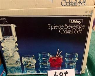 Lot 3483.  $12.00.   Libbey 7 piece Beverage Cocktail Set, Like New inbox.