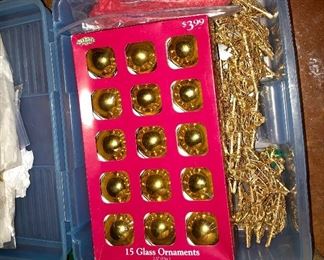 Lot 3552. $95.00.  7.5 Foot Balsam Christmas Tree, a box of lights (not tested), and a box of gold-tone ornaments (balls, stars, and snowflakes). The tree doesn't have its original box but we have another box that it fits in for storage! Goes together in minutes (3 tiers and a stand)