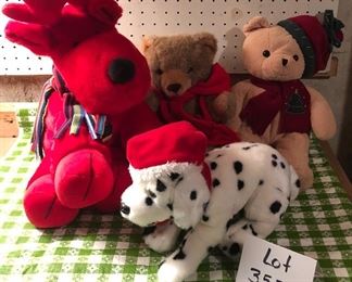 Lot 3554. $18.00. Christmas Plush Lot (Reindeer by Russ Berrie), Dalmation, 2 teddy bears