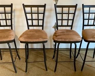 Lot 3531. $100.00. Set of 4 counter height microsuede and metal bar stools.  Great Condition. 