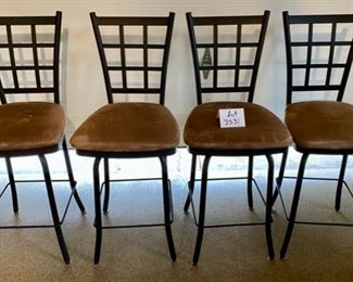 Lot 3531. $100.00. Set of 4 counter height microsuede and metal bar stools.  Great Condition. 