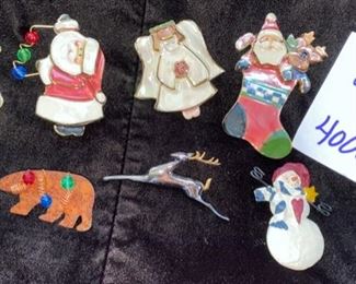 Jewelry Lot 4000-S. $30.00. Seven Fun Christmas pins to wear or give as gifts.  Cute Lot!