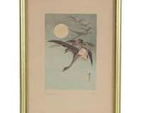 Itō Sōzan Woodblock "Geese and Moon," Early 20th Century
