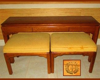 Conant Ball Sofa or Entry Table and Matching Stools 