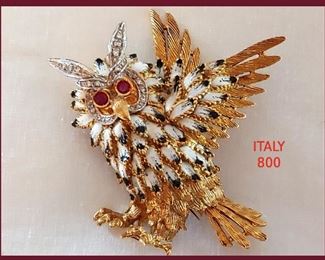 Awesome Owl Pin Marked Italy 800