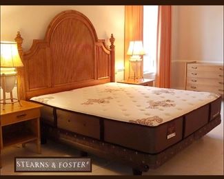 King Size Bed Stearns and Foster with Tommy Bahama Style Headboard 