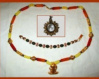 Samba, Swiss Made, 17 Jewel Pendant Watch and Cute Frog Necklace