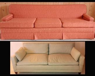Long Vintage Sofa Newly Upholstered and Small Love Seat 