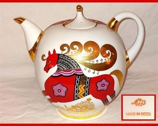 Lomonosov Porcelain USSR Large Teapot 