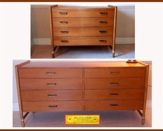 McGuire of San Francisco Modernist Chest of Drawers and Dresser; has a pair of matching night stands as well