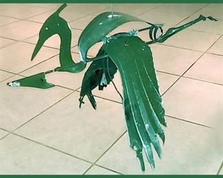 Metal Hanging Bird with Flapping Wings 