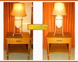 Pair of Modernist Nightstands McGuire of San Francisco; has a matching dresser and chest of drawers as well 