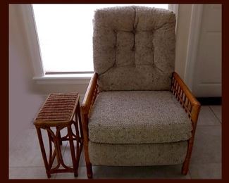 Rattan Chair and Small Table 