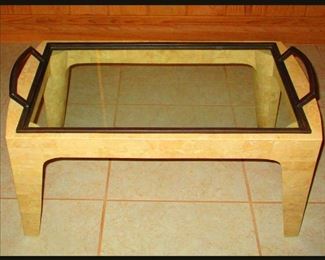 Small Marble Table with Lift Out Glass Tray 