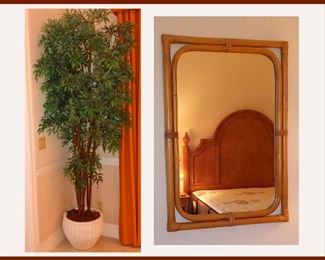 Tall Faux Tree and Maguire Mirror 