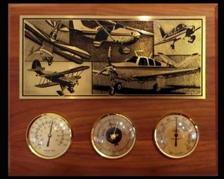 Thermometer, Barometer and Hygrometer with Aircraft Theme 
