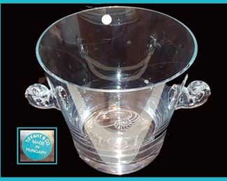 Tiffany Glass Ice Bucket Etched "The 1951 Society"