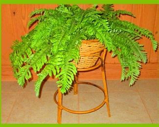 Wicker Fern Stand and Faux Fern 