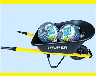 Almost Brand New Truper Wheelbarrow and 2 120 Foot Brand New Hoses