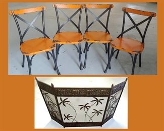 Cool Chairs; Leave as is or Paint them and Fire Screen with Elephants and Palm Trees