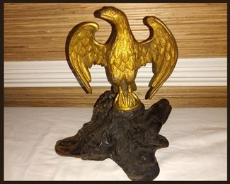 Metal Eagle on Wooden Base 