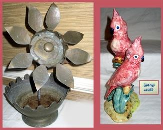 Metal Flower Planter and Stangl Birds