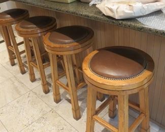 AVAILABLE FOR EARLY SALE. $700.00  FOR 4 WONDERFUL MATCHING CHESTNUT BAR STOOLS.  THESE MATCH THE FRENCH COUNTRY TABLE AND 6 CHAIRS.  VERY, VERY NICE.