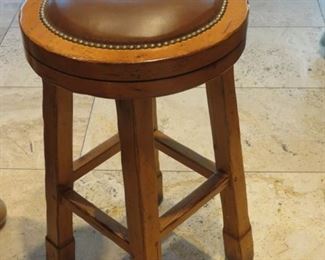 LEATHER/BRASS STUDDED SWIVEL TOP BAR STOOL (SET OF 4 for $700)