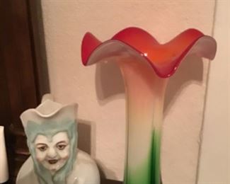 Figural Pitcher, Art Glass Vase