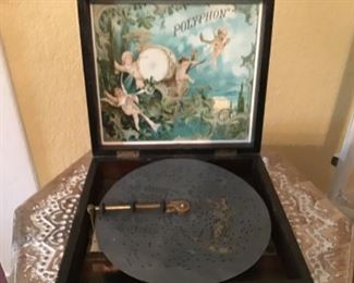 Antique Polyphon Music Box with 10 Disks purchased in York England many years ago 