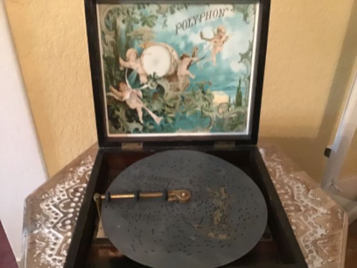 Antique Polyphon Music Box with 10 Disks purchased in York England many years ago 