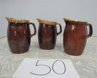 Lot of vintage small brown drip pitchers