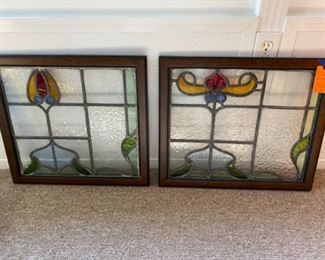 Pair of Stained glass windows 