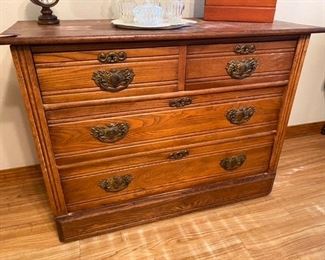 $160 Oak chest drawer 42”l x 18” D x 31 1/2” T 